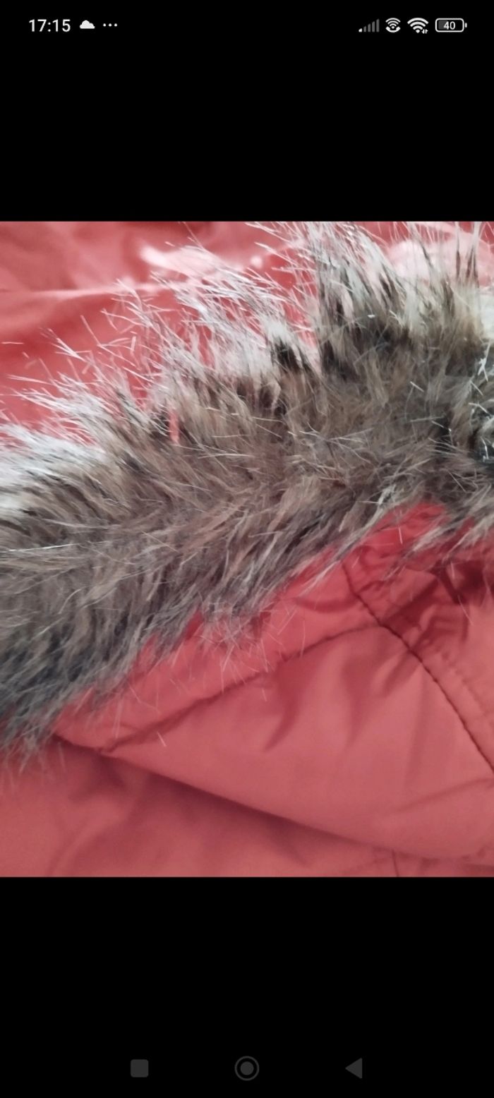 Doudoune longue corail/rouille avec capuche amovible - photo numéro 7