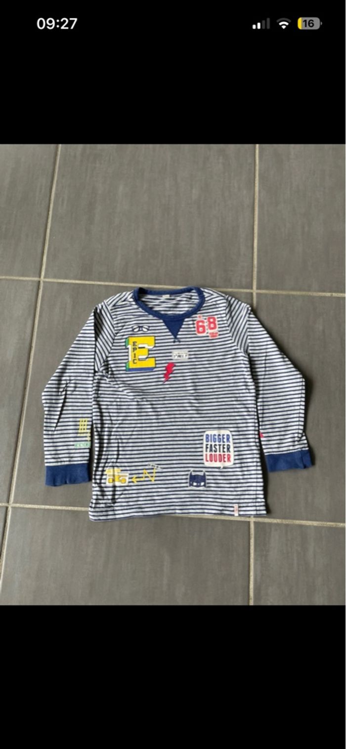 T-shirt à manches longues Esprit 5ans garçon motifs bleu gris