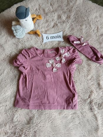 Ensemble T-shirt MC et bandeau assorti 6 mois