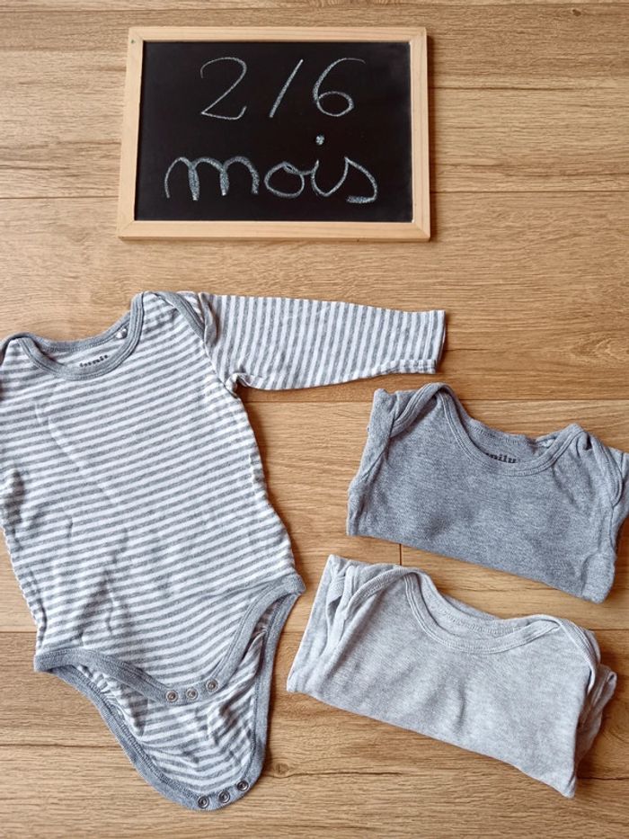 Lot de 3 body Lupilu 100% coton