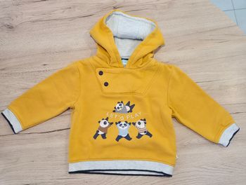 Sweat a capuche jaune avec panda, Obaïbi, 18 mois