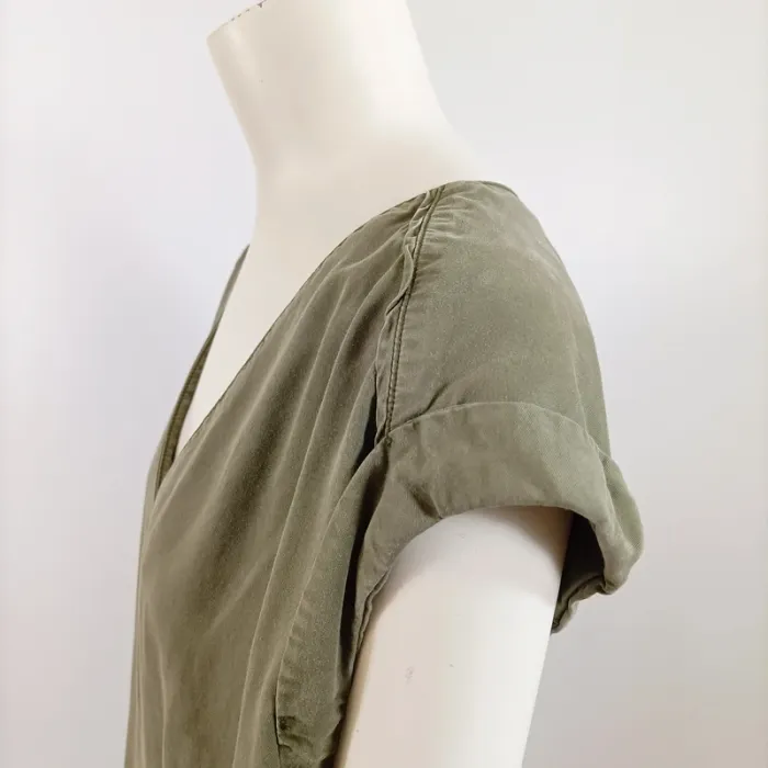 Robe fluide kaki col V – Promod – Taille 38 A793 - photo numéro 3
