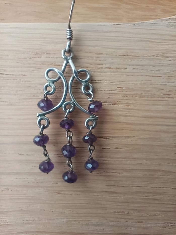 Boucles d'oreilles chandelier améthystes - photo numéro 4