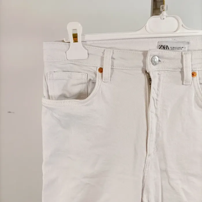 Jean skinny blanc Zara taille 40 coupe stretch bas droit A1488 - photo numéro 3