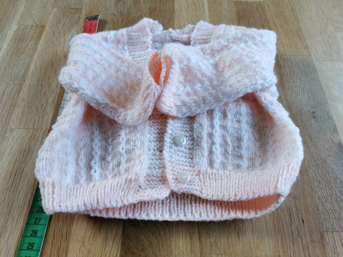 Gilet tricoté rose /blanc - photo numéro 3
