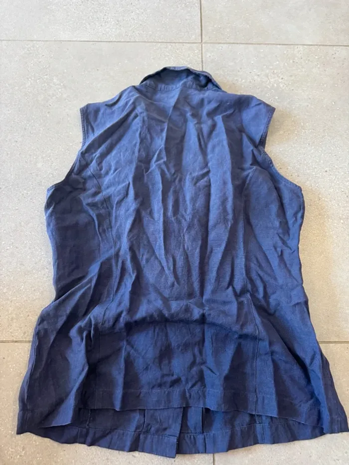 Chemise sans manches bleue en soie taille L, très bon état Art of silk - photo numéro 4