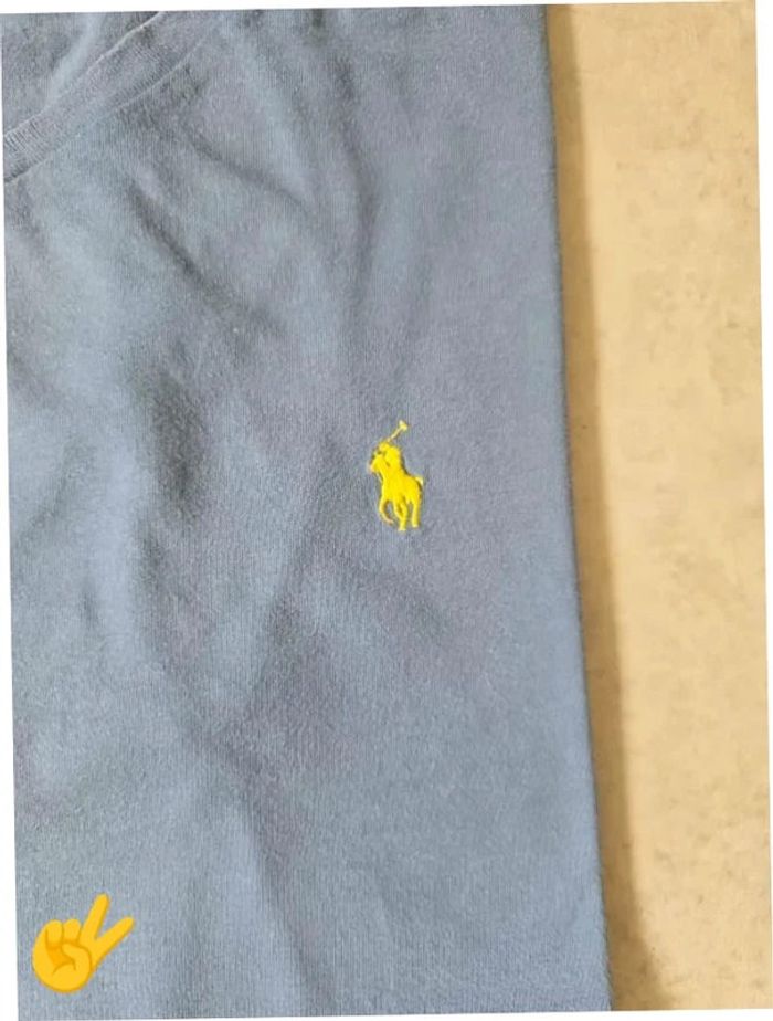 T-shirt Ralph Lauren M coupe col V bleu Homme Men tee3b - photo numéro 2