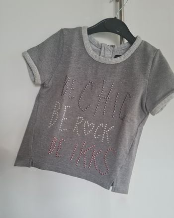 🌸 Pull IKKS fille gris pailleté – Très bon état – 4 ans