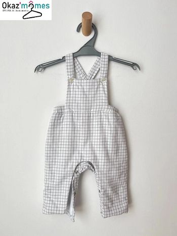Salopette molletonée blanche à carreaux - Jacadi 6 mois (67cm)