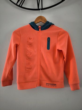 Sweat zippé à capuche taille 8 ans orange