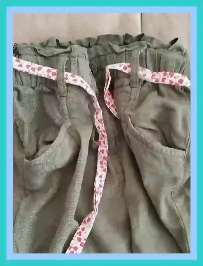 Pantalon twell Vertbaudet fille 10 ans vert militaire  7522818223 - photo numéro 9