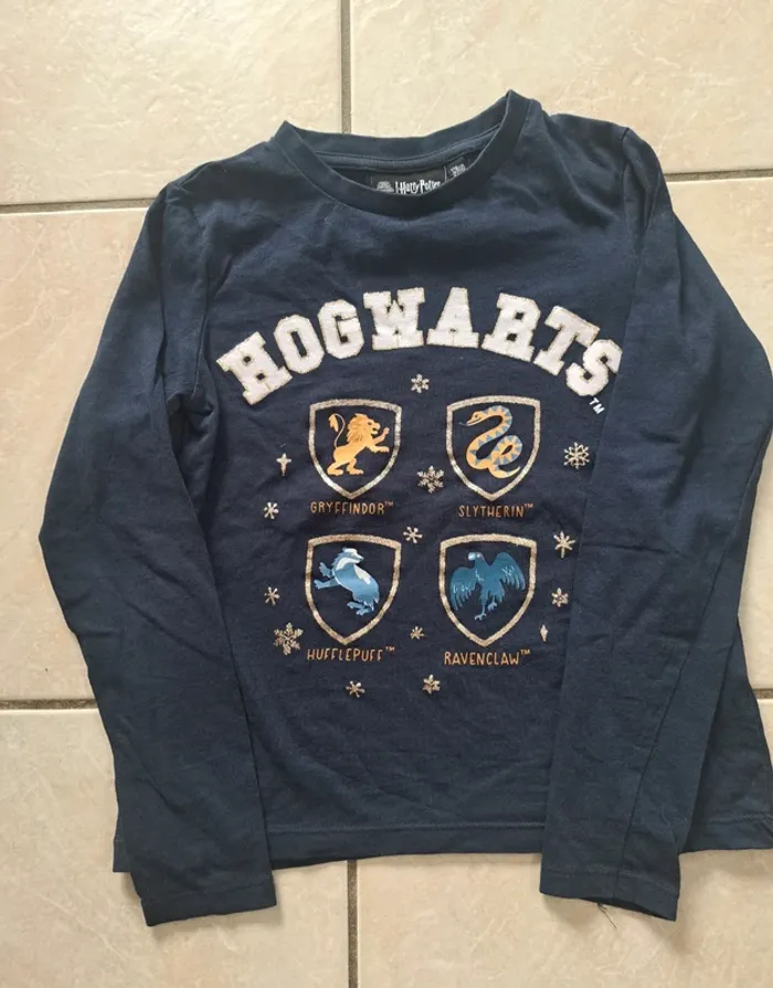 Tee-shirt manches longues bleu marine 8 ans 👧 Harry Potter neuf