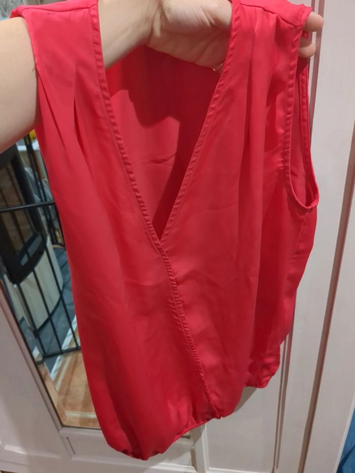 Blouse satinée rouge S - photo numéro 5