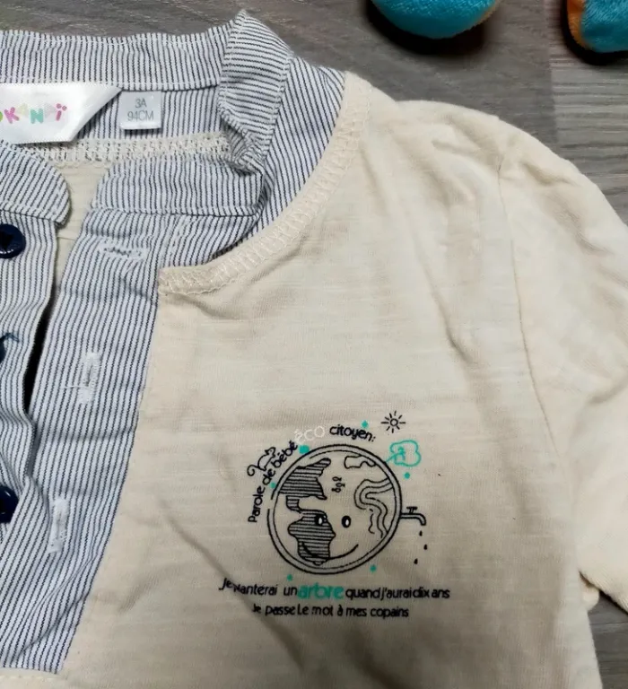 T shirt manches longues retroussables beige garçon 3 ans Kidkanai - photo numéro 4