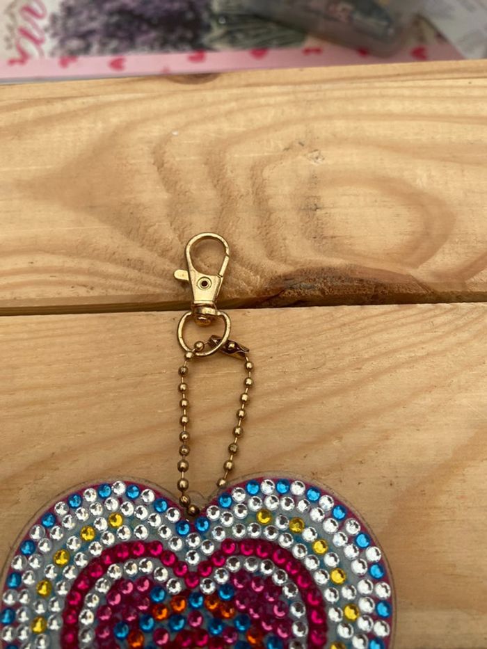 Porte clé recto/verso coeur 💓 en Diamond painting - photo numéro 2