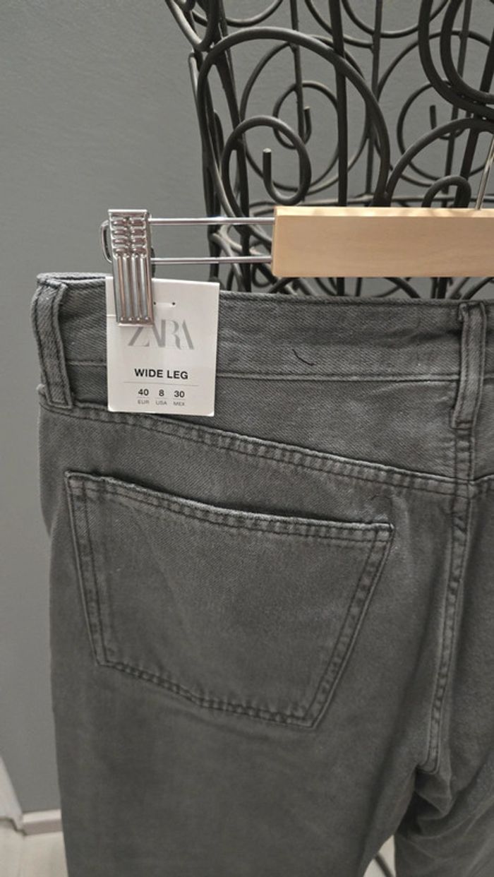 Jeans Wide Leg Zara gris irisé - photo numéro 4