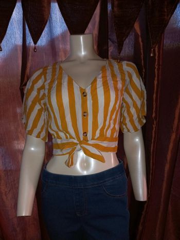 Top court by Jennyfer Rayé jaune et blanc Taille S état neuf