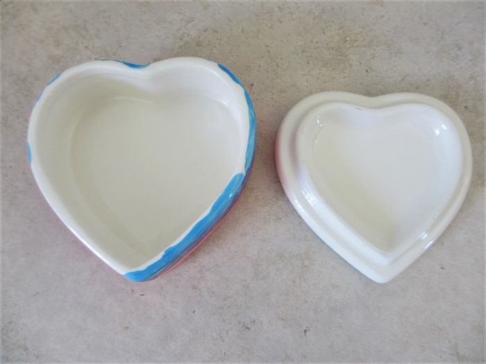 Lot boîte coeur + cadre en porcelaine peints à la main - photo numéro 5