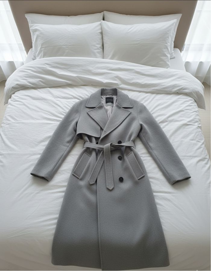 Manteau long gris ceinturé - photo numéro 3