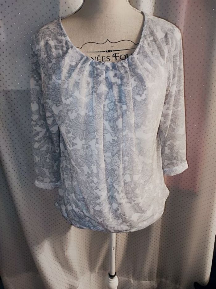 Blouse H&M à fleurs grises, taille S, TBE!