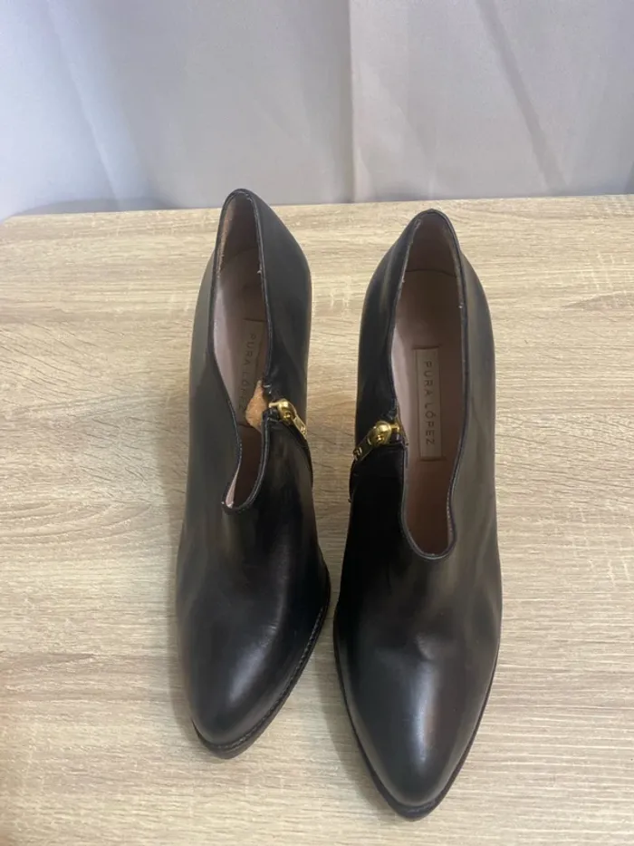 Bottines basses noir en cuir Pura Lopez taille 39 - n3p - photo numéro 3