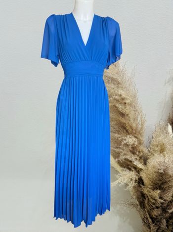 Superbe robe longue plissée femme TU 36/40 bleu roi