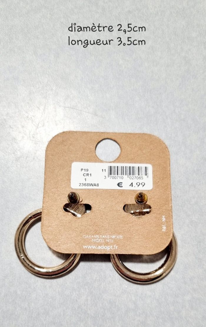 Boucles d'oreilles rondes dorées parfois neuve avec étiquette - photo numéro 4