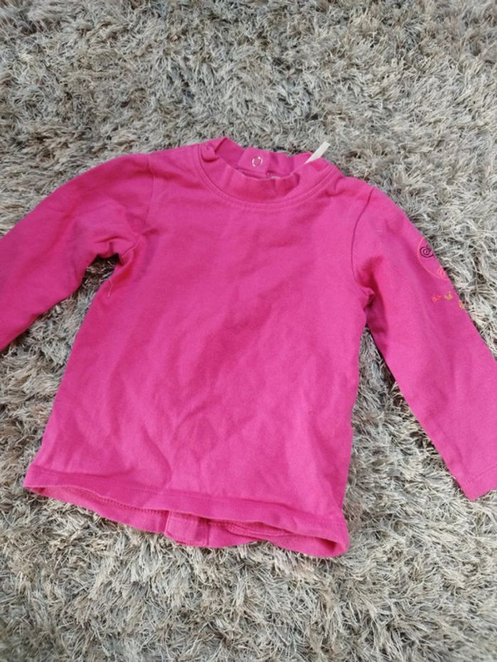 Lot de2 teeshirt manches longues rose 6 mois - photo numéro 2