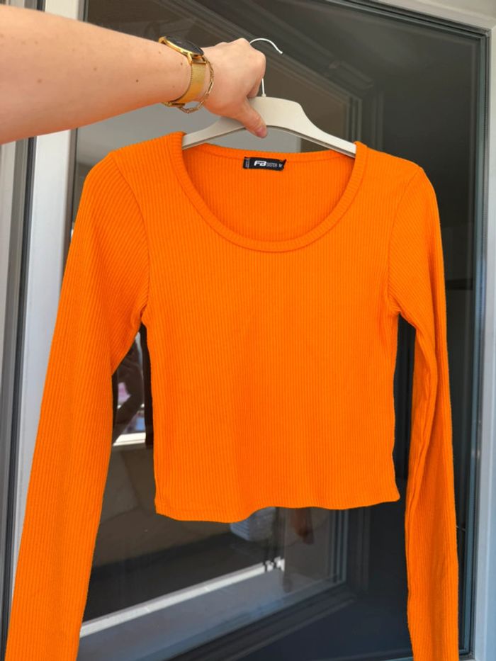Haut manches longues orange - photo numéro 2