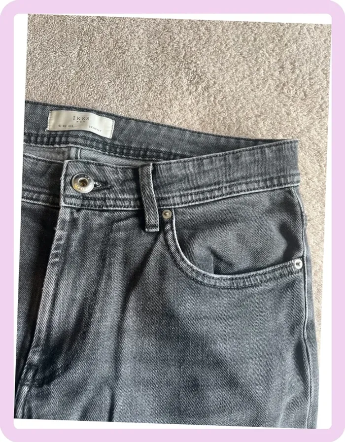 Jean skinny gris IKKS Men – taille 28 – avec poches et anneaux ceinture - photo numéro 2