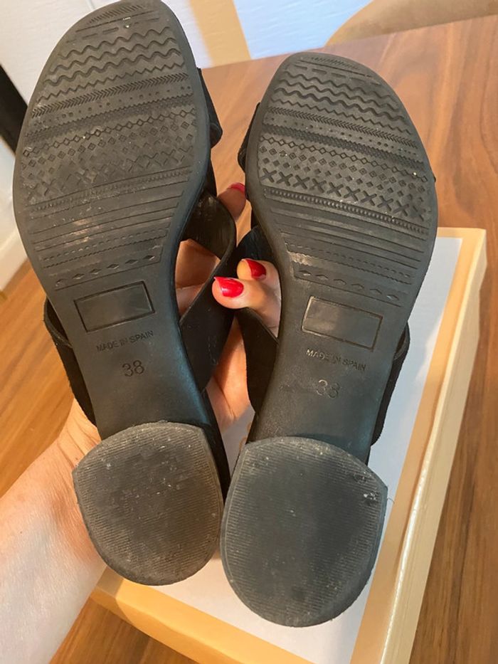 Mules habillées daim noir boucle croco marque Bella Storia- 38 - photo numéro 6