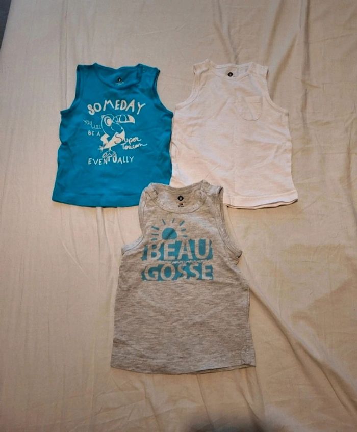 3 t-shirts garçon sans manche z grain de blé 12 mois
