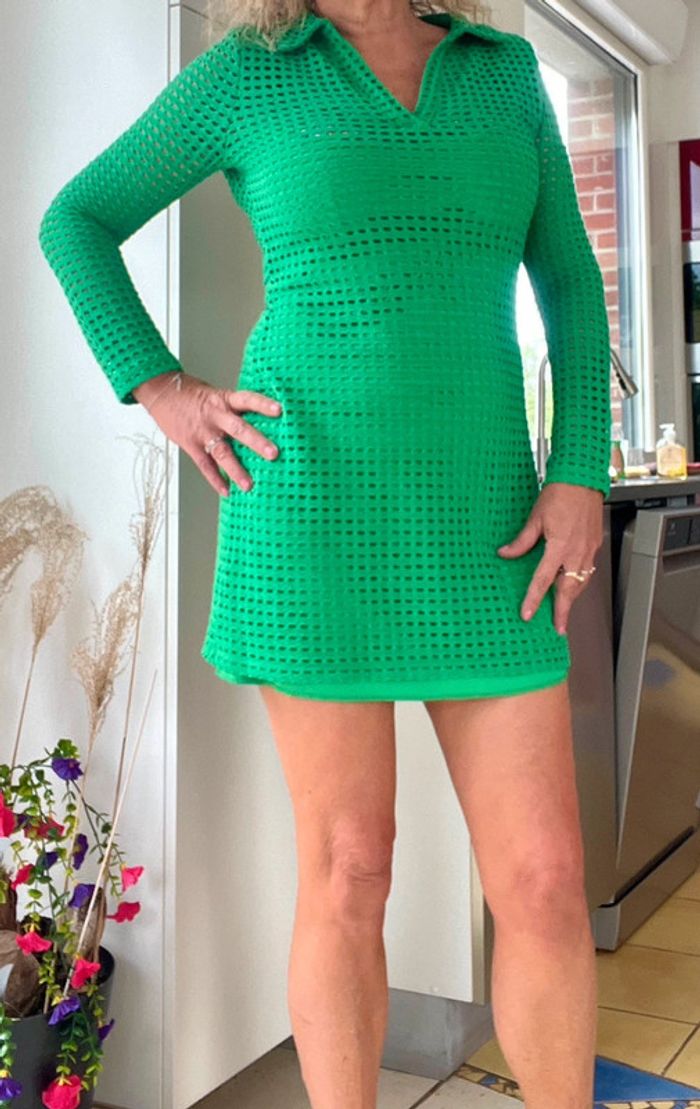 Jolie robe été cache cache taille s deux en un style dentelle vert pour 36 à 38 - photo numéro 9