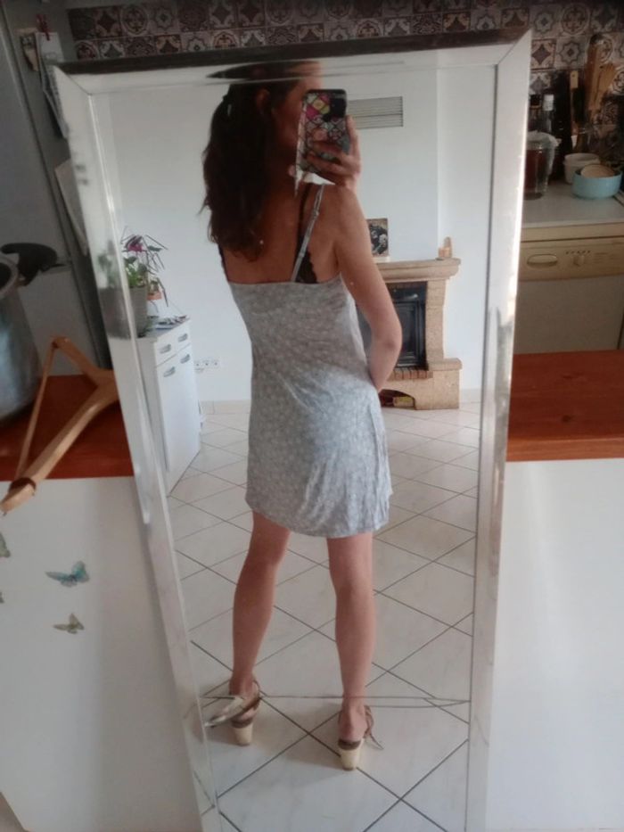 Nuisette M gris bleuté motifs gouttelettes c84 - photo numéro 8