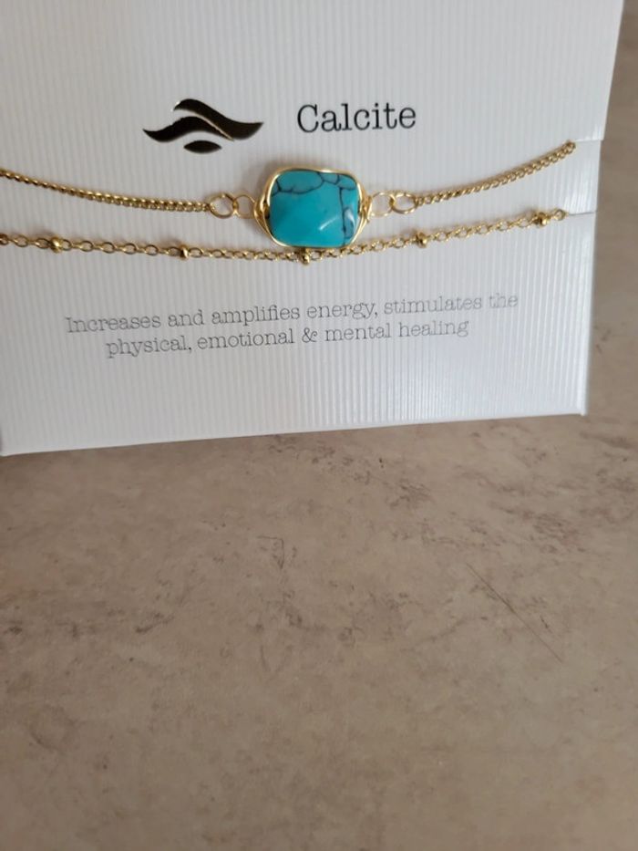 Bracelets pierre calcite turquoise naturelle - photo numéro 4