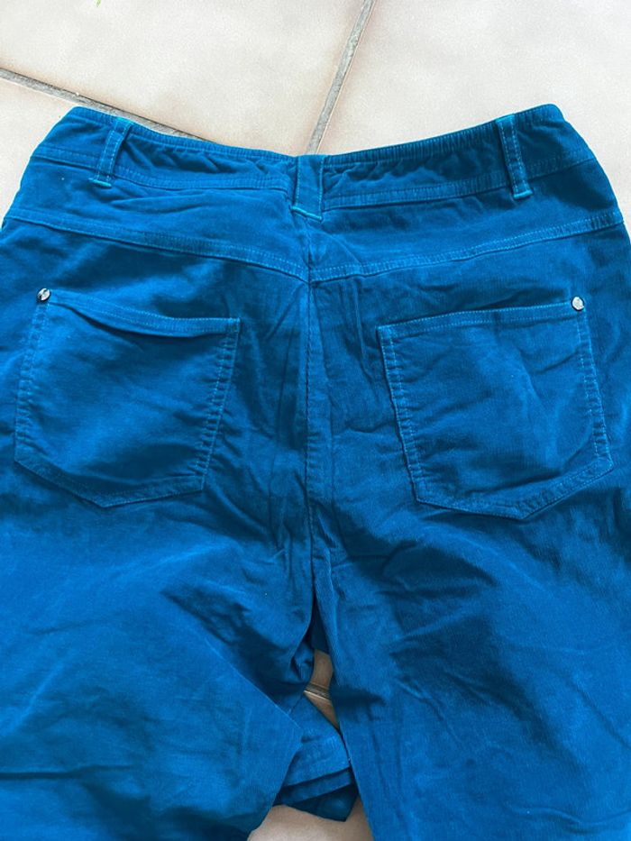 Pantalon velour bleu pause café taille 42 - photo numéro 4