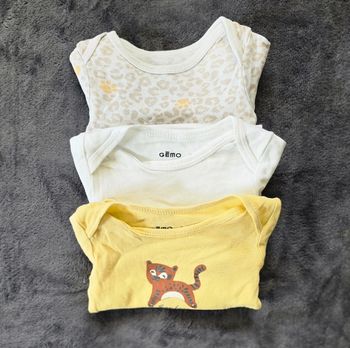 Lot de 3 Bodies à manches longues imprimé animal sauvage bébé