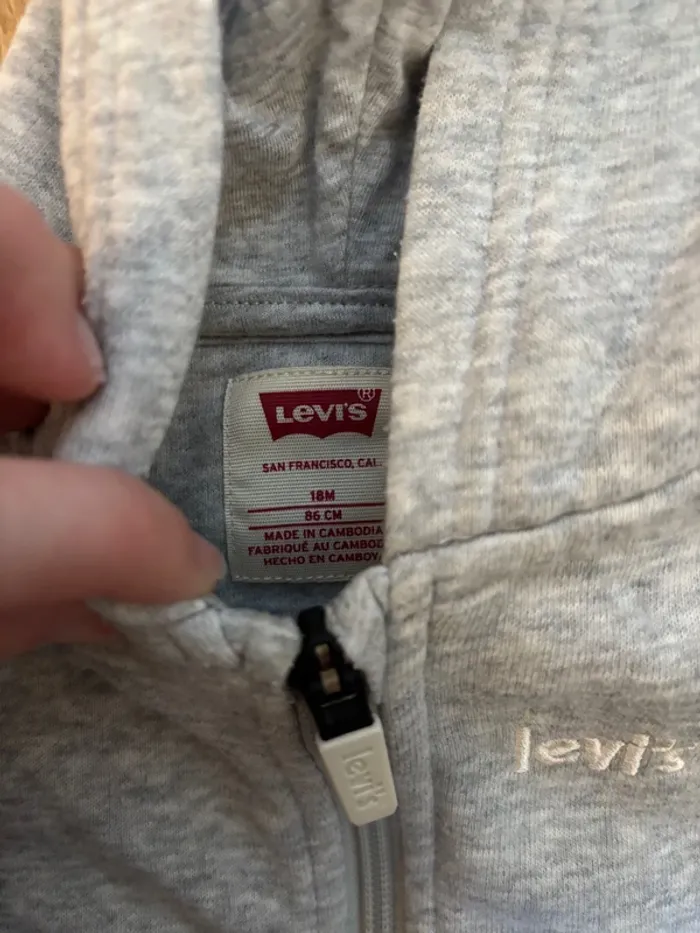 Sweat gilet zip Levis mixte enfant bébé garçon fille 18 mois - photo numéro 3