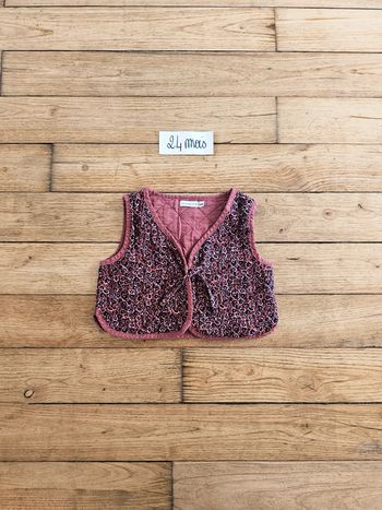Boléro gilet cache cœur fleurs fleuri bébé fille 24 mois 2 ans