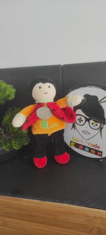 Doudou et compagnie coccinelle Cocci doux trèfle rouge orange noir vert Ancien