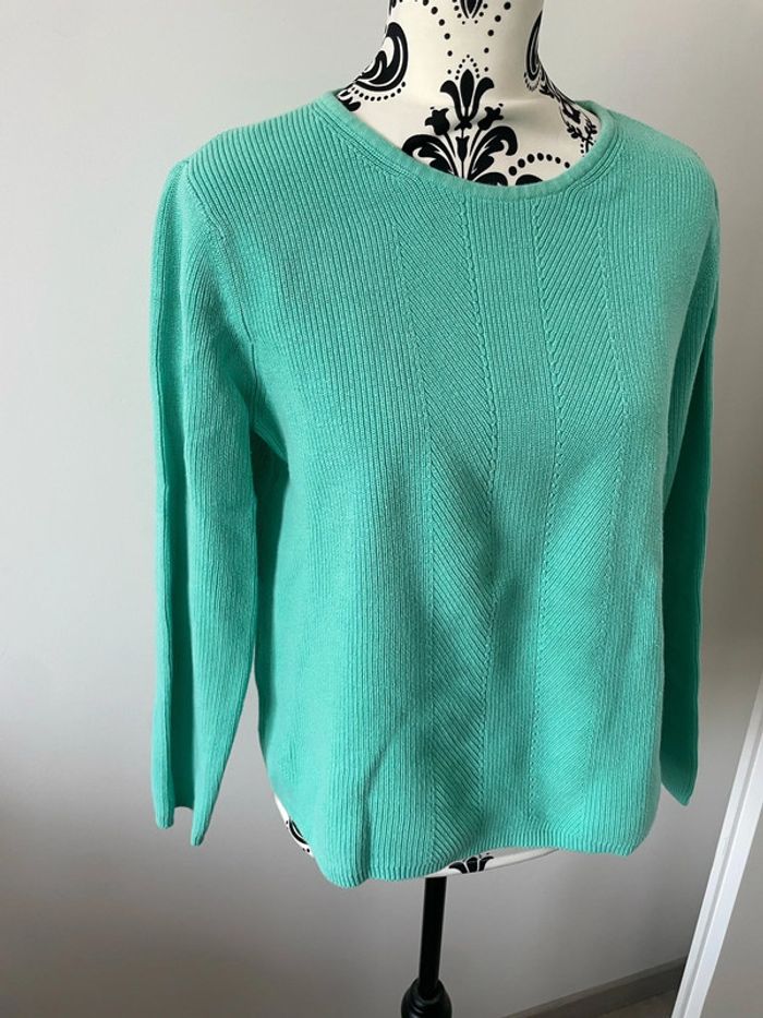 Pull à manches longues vert clair col rond 100% coton Gerry Weber taille 40 - photo numéro 2