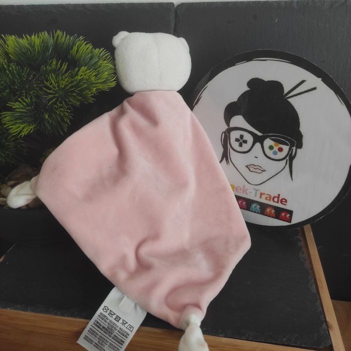 Doudou cape tigre blanc rose Mots d'enfants nuages roses arc en Ciel Chat - photo numéro 2