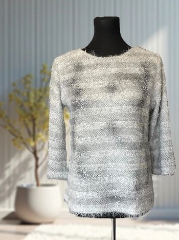 Pull gris duveteux et scintillant Linea Cinque Taille M