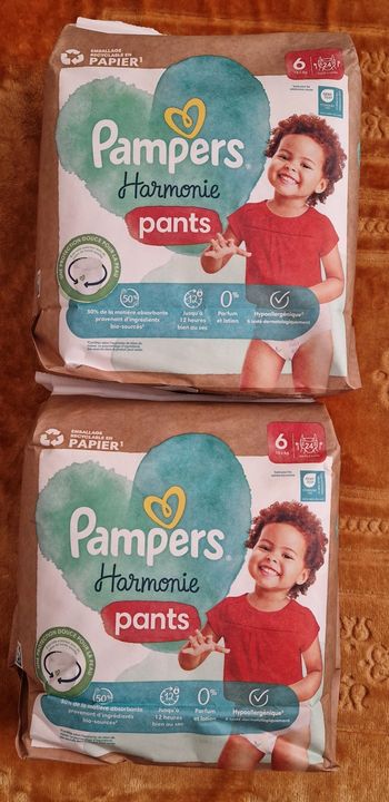 Lot de 2 paquets couches culottes ( pants) T 6 Pampers Harmonie