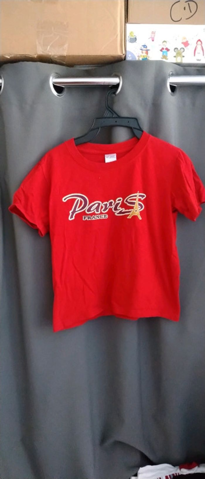 Tee shirt thème Paris rouge fille M 12 ans gildan
