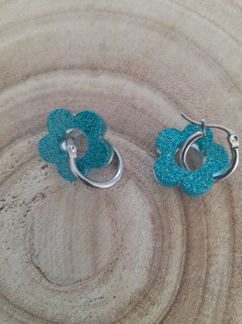 Boucles d'oreilles fleurs turquoises