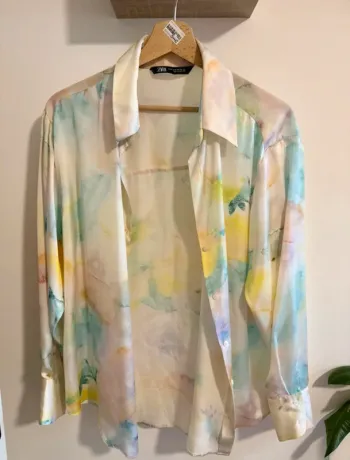 Chemise aquarelle multicolore Zara satinée