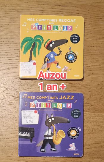 LOT : 2 livres musicaux "mes comptines Jazz avec P'tit loup" et "mes comptines Reggae" 1 an +