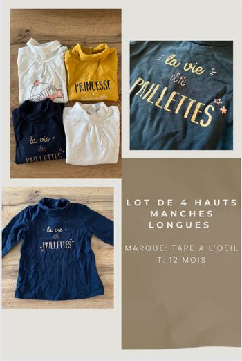 - Lot de 4 hauts manches longues -