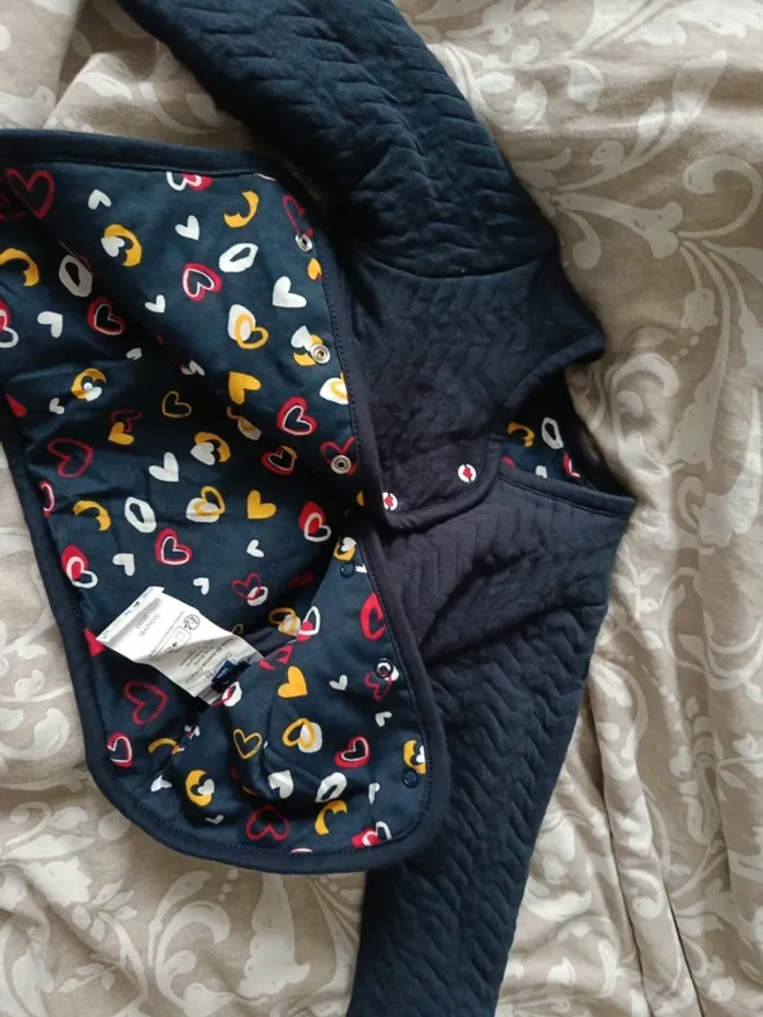 Veste bleu coeurs 81cm terre de marins réversible